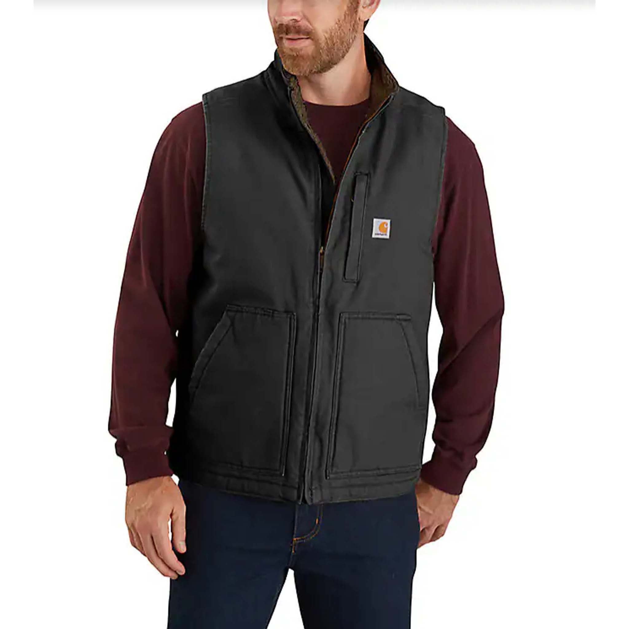 Carhartt Mens Mock Neck Sherpa Lined Vest Loose Fit Washed Duck - 104277