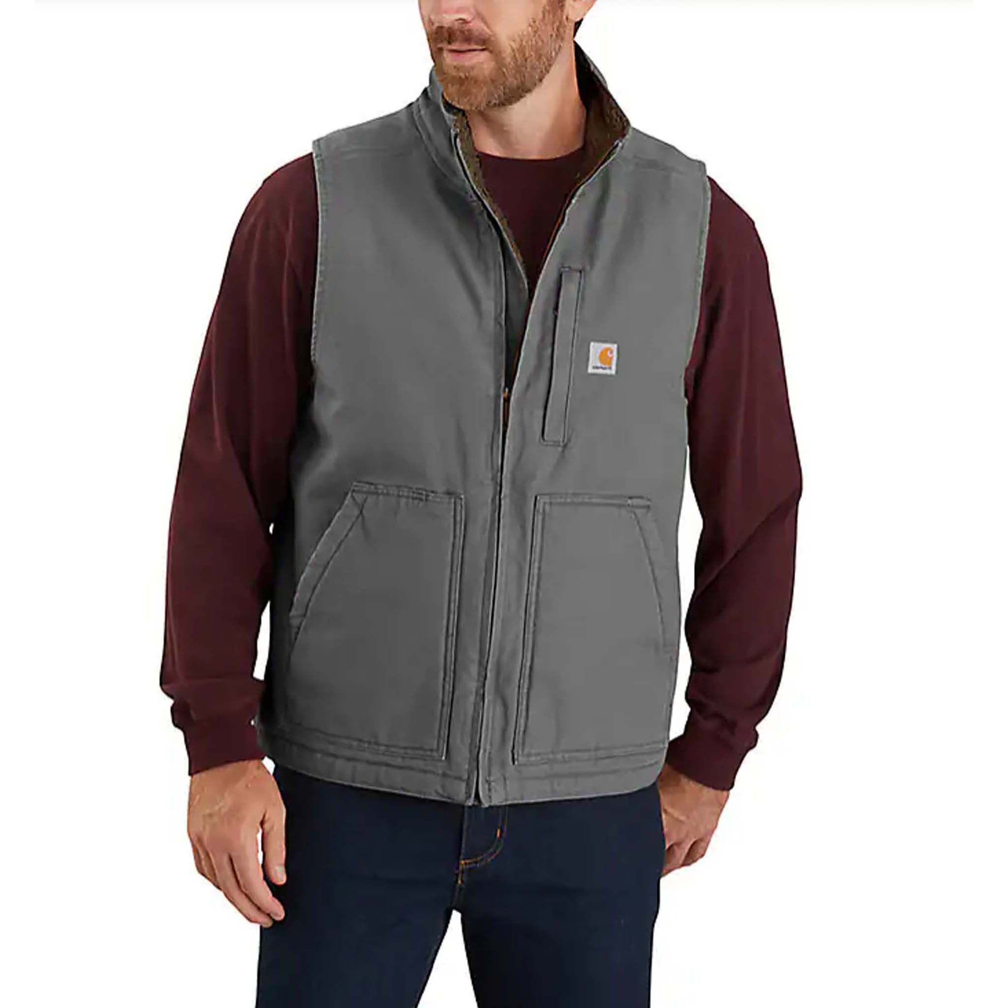 Carhartt Mens Mock Neck Sherpa Lined Vest Loose Fit Washed Duck - 104277