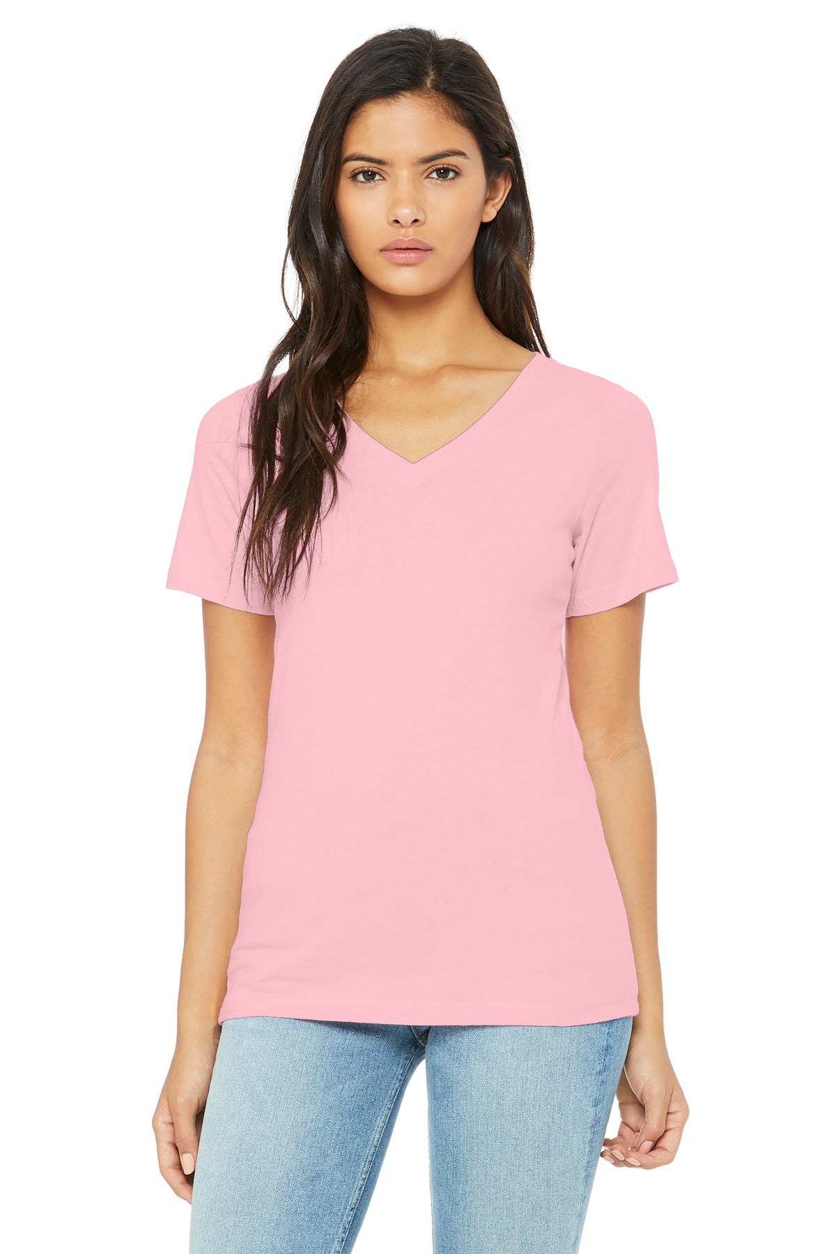 BELLA CANVAS Womens Relaxed Jersey Short Sleeve Vneck Tee WFANM - BC6405