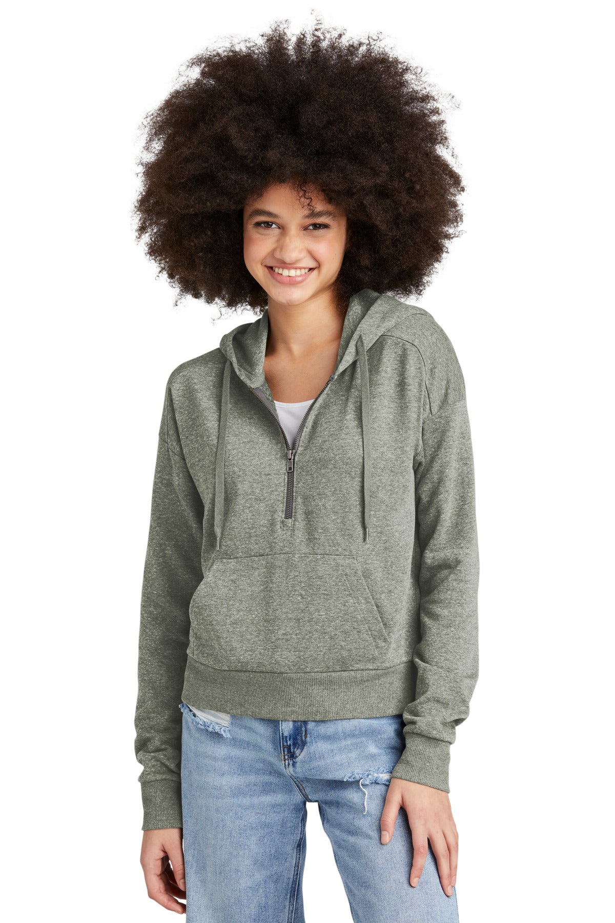 District Womens Perfect Tri Fleece Half Zip Pullover InterChange B - DT1311
