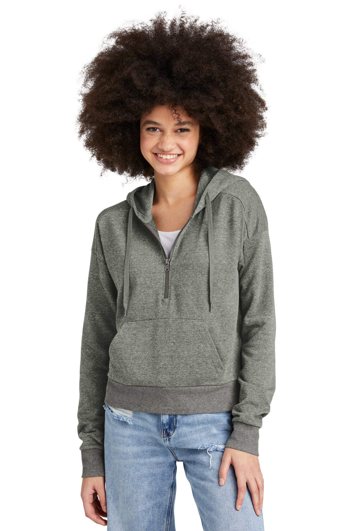 District Womens Perfect Tri Fleece Half Zip Pullover InterChange B - DT1311