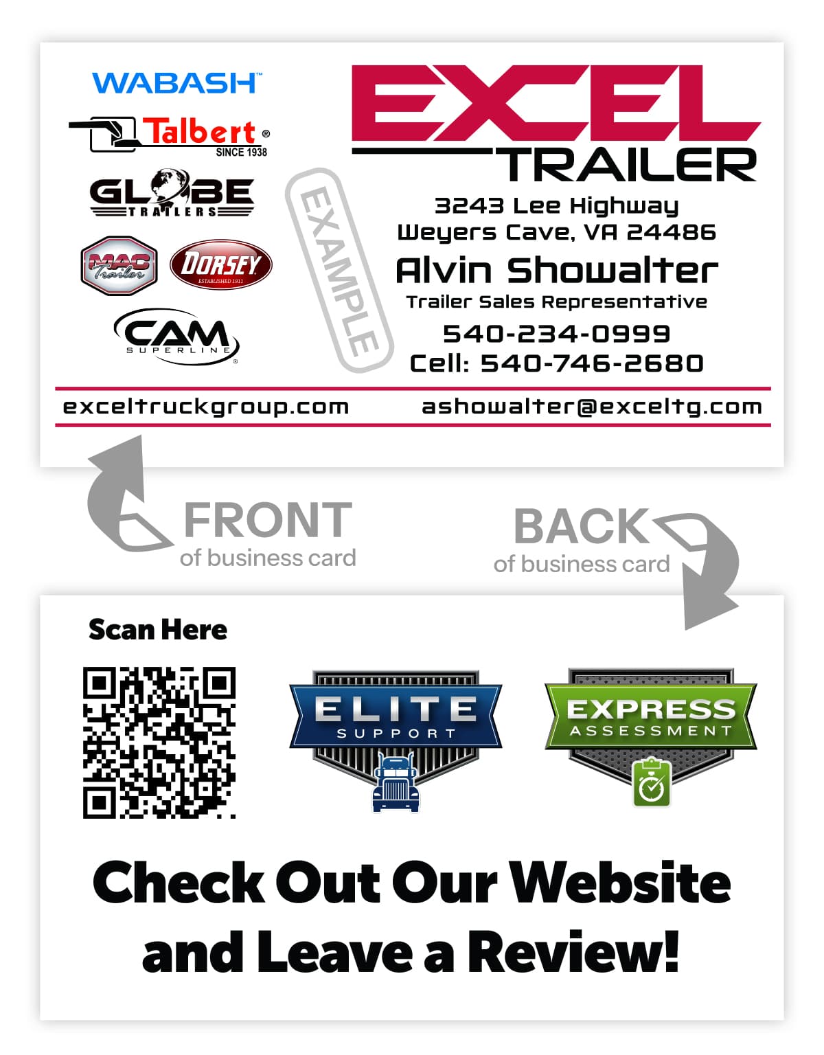 Excel Trailer Business Card