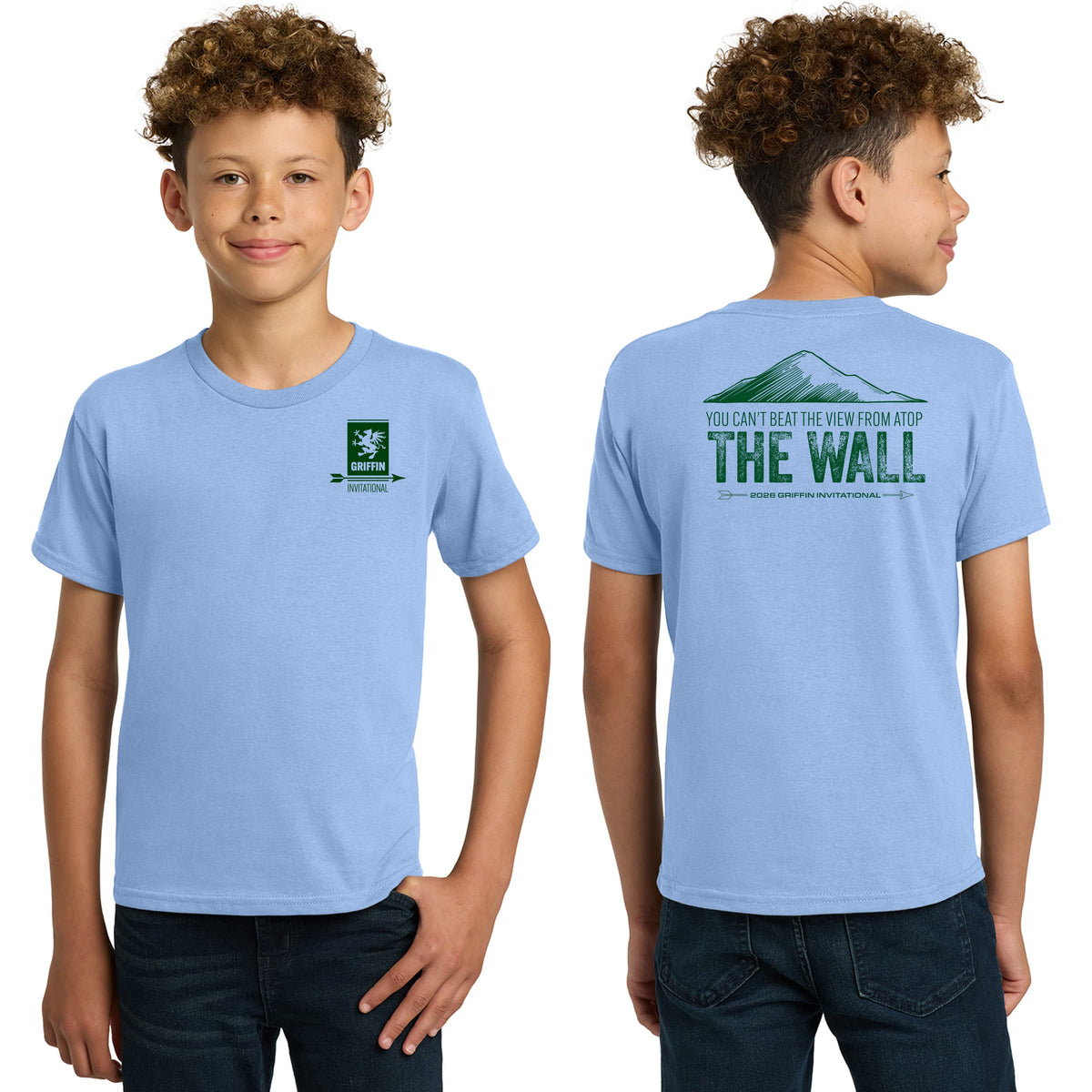 THE WALL Youth Cotton & Poly Tshirt Light Blue - 5000B