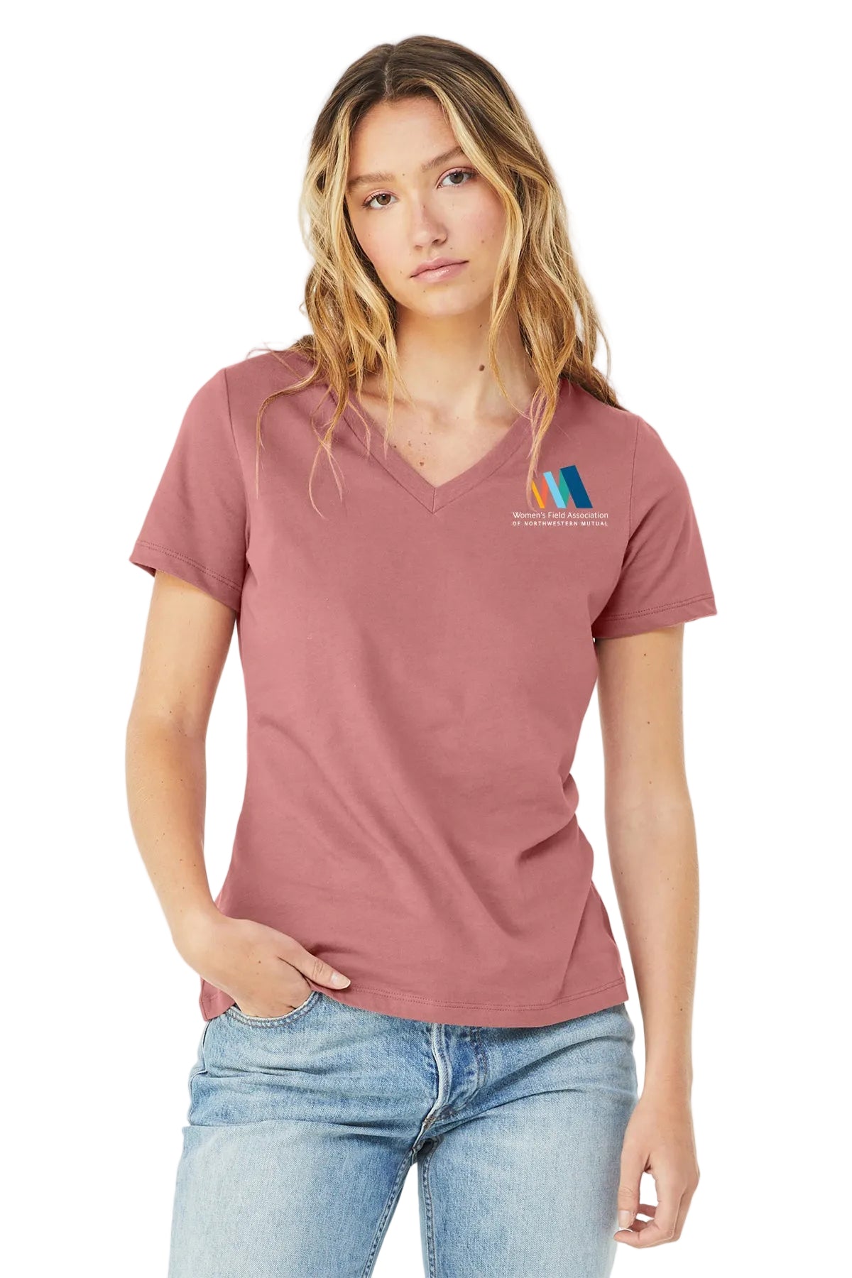 BELLA CANVAS Womens Relaxed Jersey Short Sleeve Vneck Tee Women's Field Association of Northwestern Mutual - BC6405