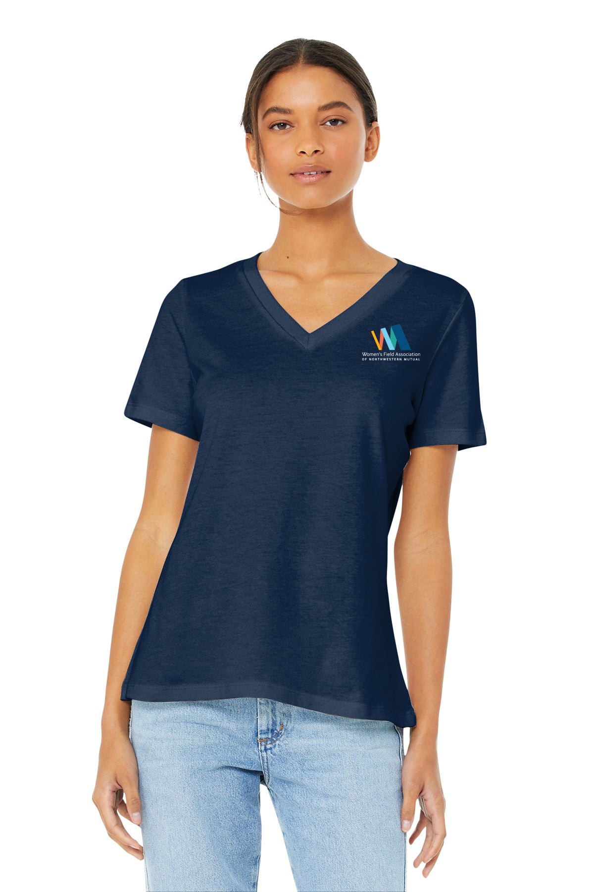 BELLA CANVAS Womens Relaxed Jersey Short Sleeve Vneck Tee Women's Field Association of Northwestern Mutual - BC6405