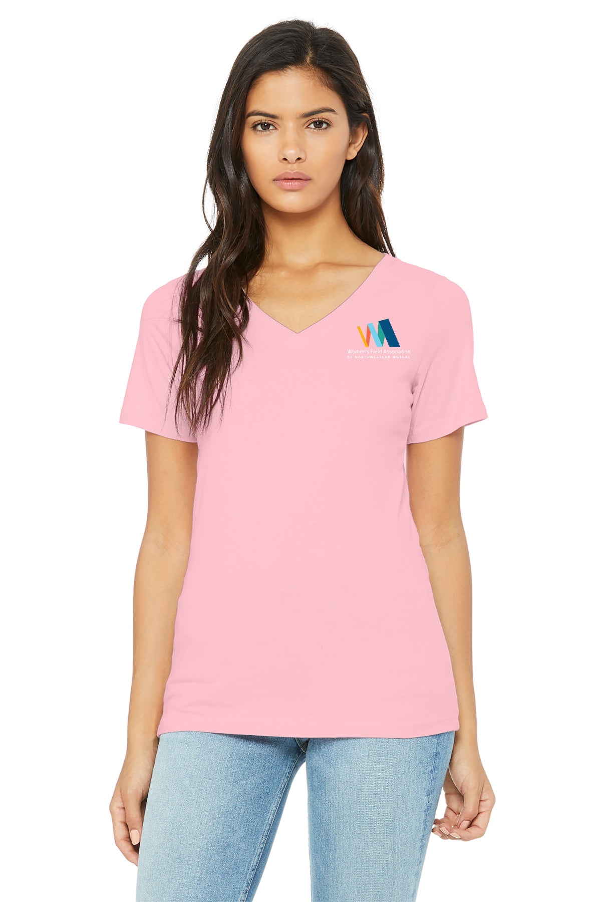 BELLA CANVAS Womens Relaxed Jersey Short Sleeve Vneck Tee Women's Field Association of Northwestern Mutual - BC6405