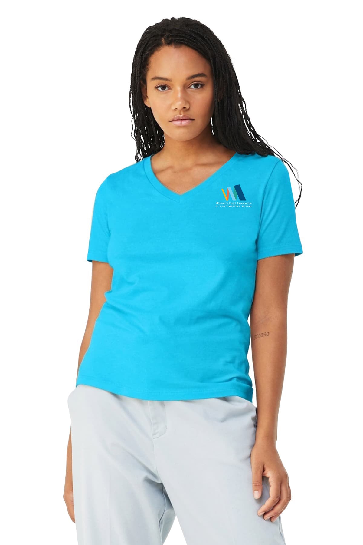 BELLA CANVAS Womens Relaxed Jersey Short Sleeve Vneck Tee Women's Field Association of Northwestern Mutual - BC6405