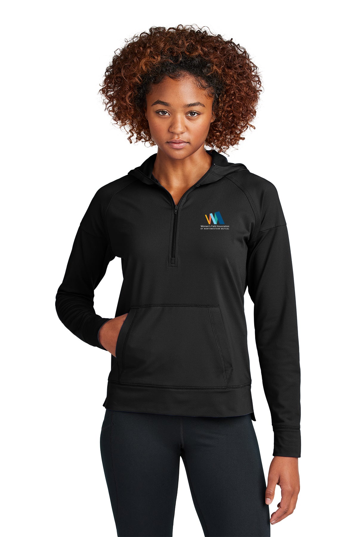 Sport Tek Womens Sport Wick Stretch Half Zip Hoodie Embroidered Logo WFANM - LST856
