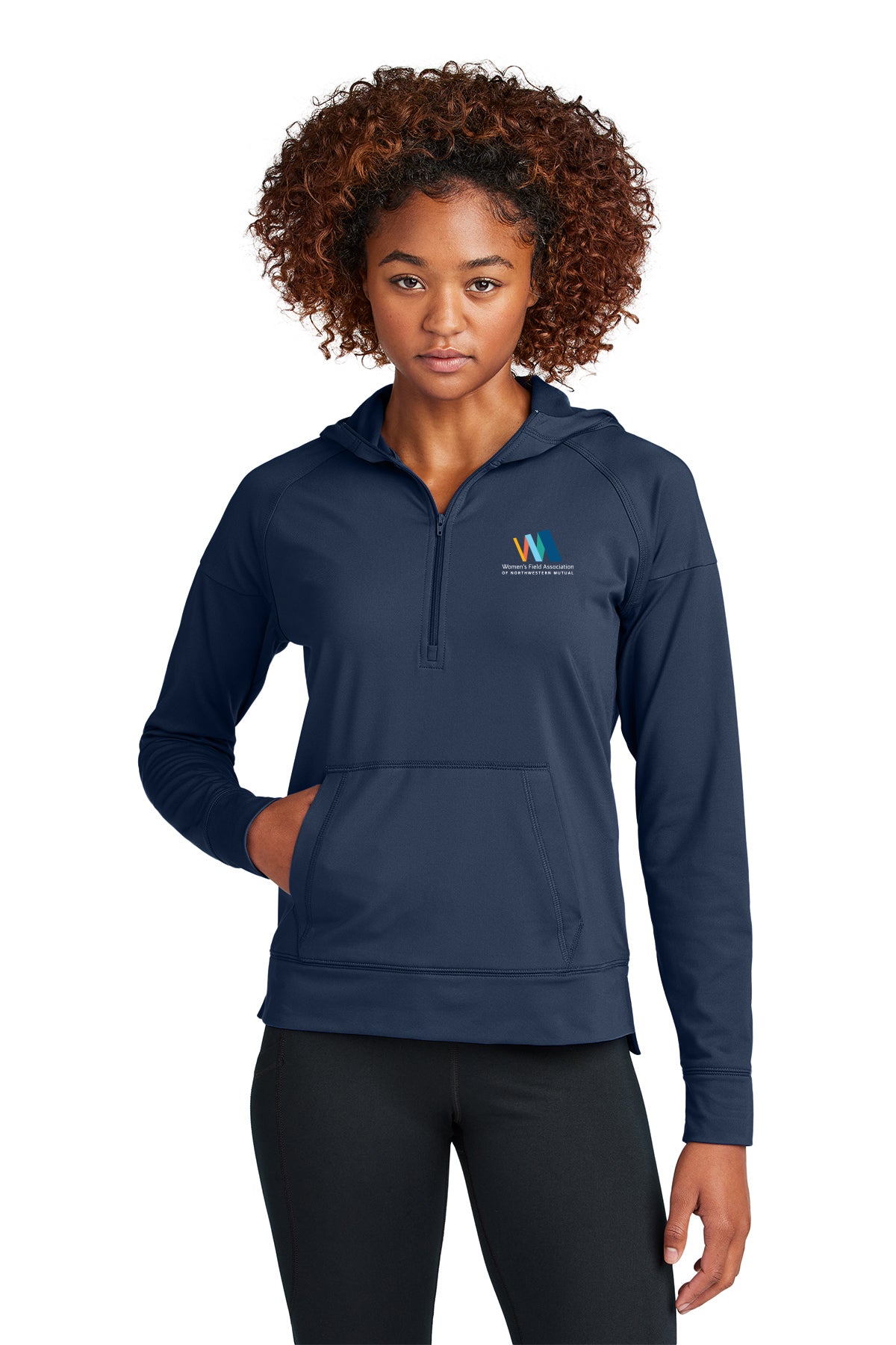 Sport Tek Womens Sport Wick Stretch Half Zip Hoodie Embroidered Logo Women's Field Association of Northwestern Mutual - LST856